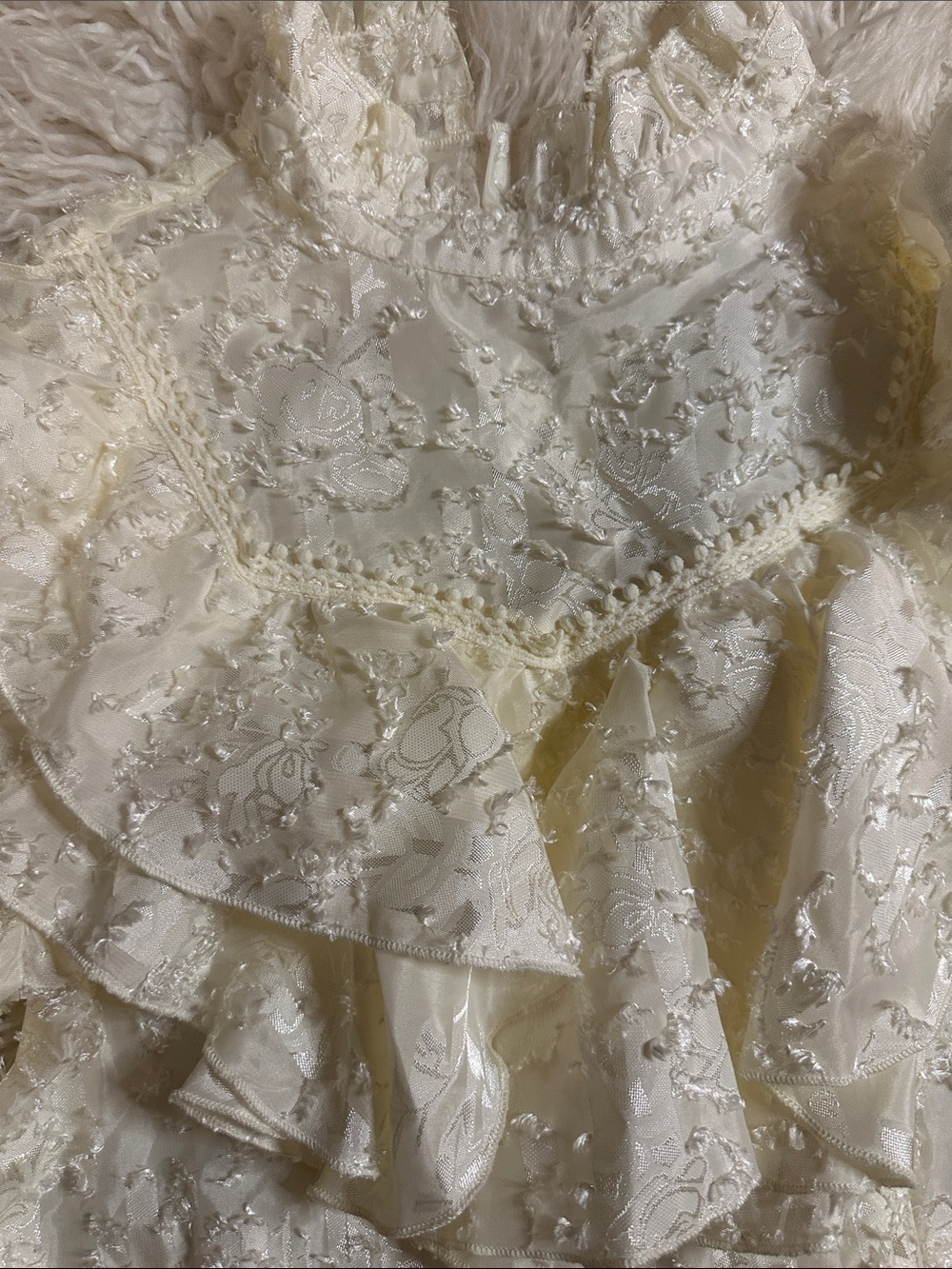 Ivory Lace Ruffle Dress Top - Picture 2 of 3